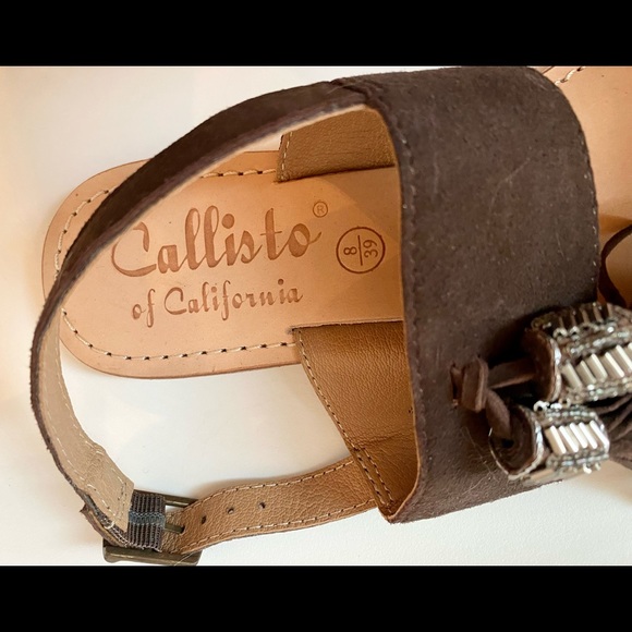 Callisto of Calif. Flat brown /gold sandals.Boho - Picture 4 of 5